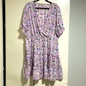Beautiful lavender, floral dress with ruffles 2X